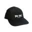 Side angled view of the Bass Jamz OG black nylon cap with printed logo and mesh side panels.