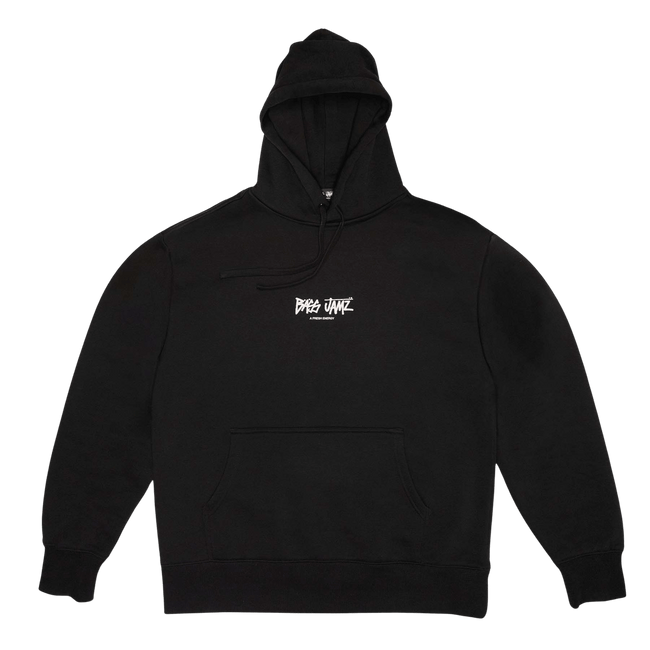 Black hoodie with a logo on the chest against a transparent background Hover Image